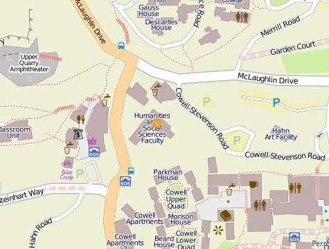 a campus map of the location of the Humanities 1 building